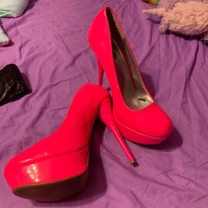 Neon pink heels